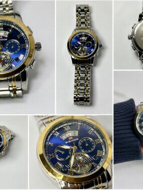 WA-01-MW-Luxury Style Blue Dial Men’s Dress Watch Two Tone Fashion Accessory Gif